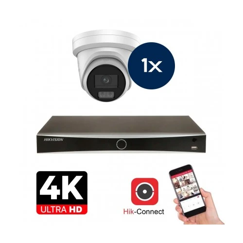 Set di telecamere Hikvision - 1x Colorvu 3.0 - Torretta - 8MP (4K) - Audio en Microfoon - IP - Bianco