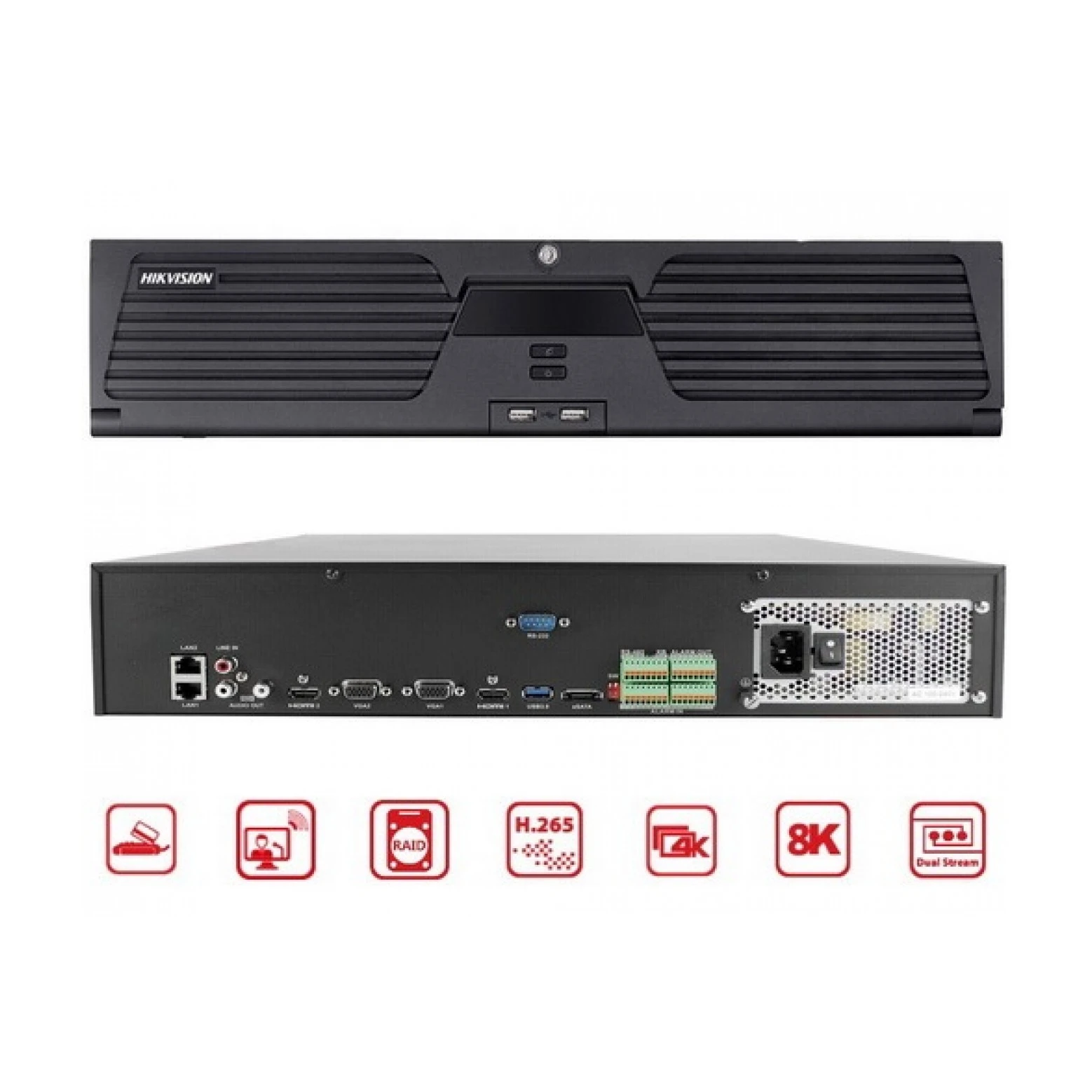 Hikvision DS-9664NI-M8 - Videoregistratore di rete - 64 canali - 8x SATA - PoE