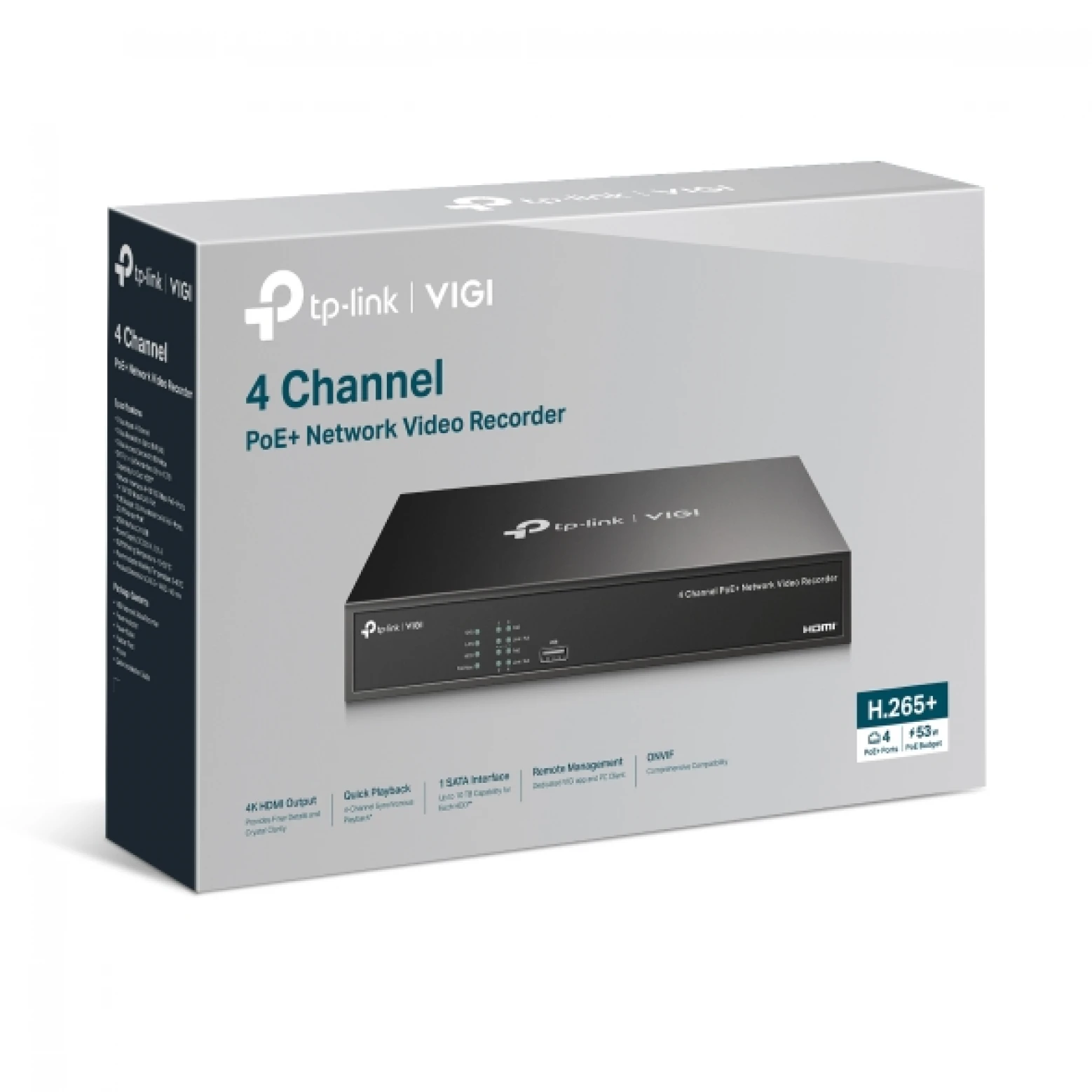 TP-Link By VIGI - NVR1004H-4P - 4 canali - PoE - IP - NVR 