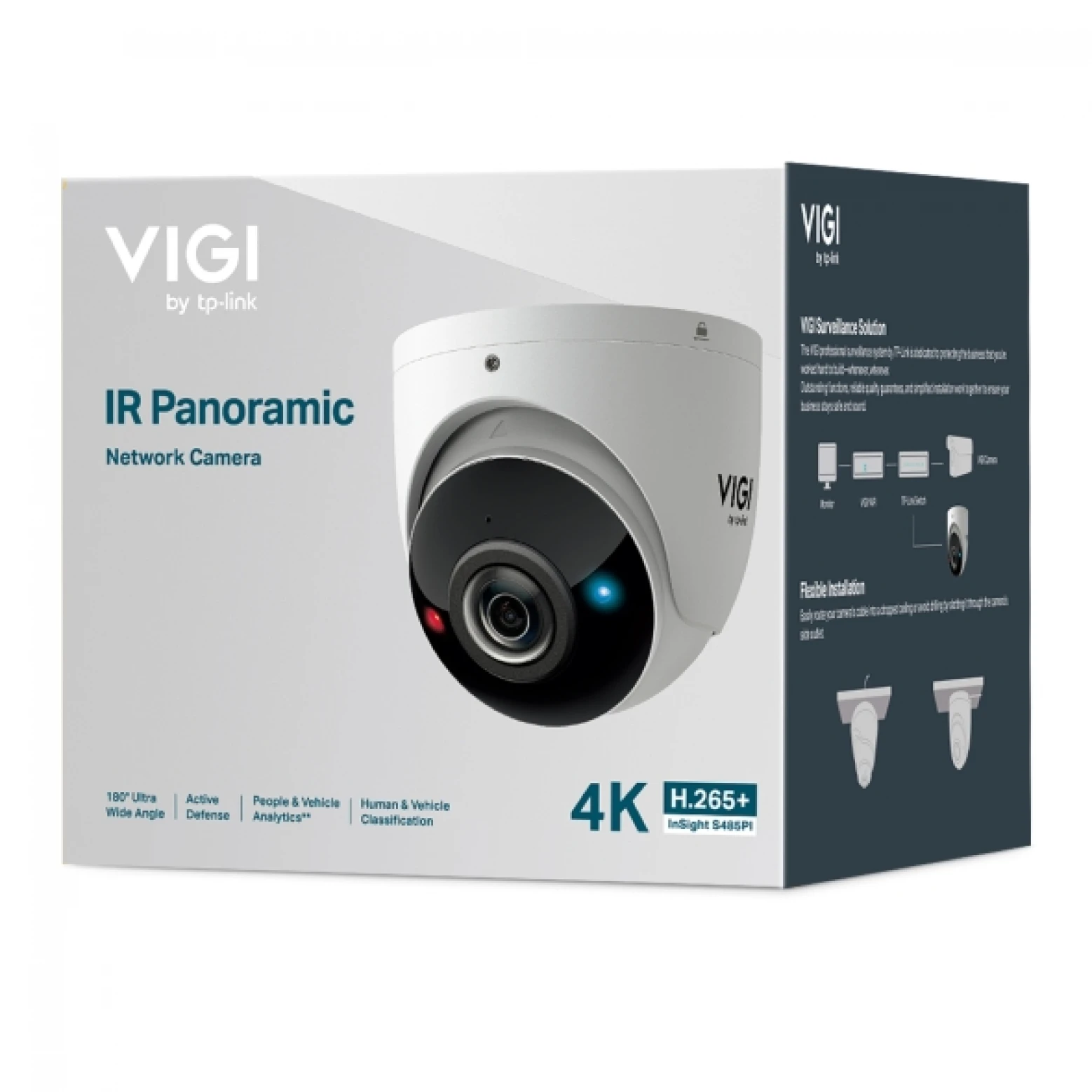 VIGI By TP-link - InSight S485PI - 8 MP - IR - Panoramica - AI - Turret - con sistema di deterrenza attivo - Bianco