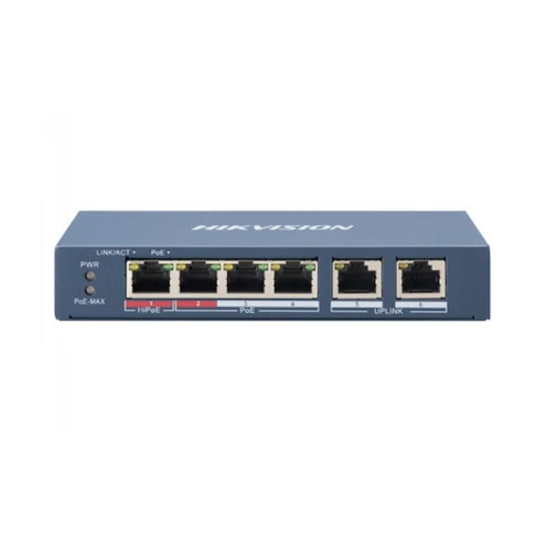 Hikvision DS-3E0106HP-E switch PoE, 1x High PoE, 3x PoE, 100M Unmanaged