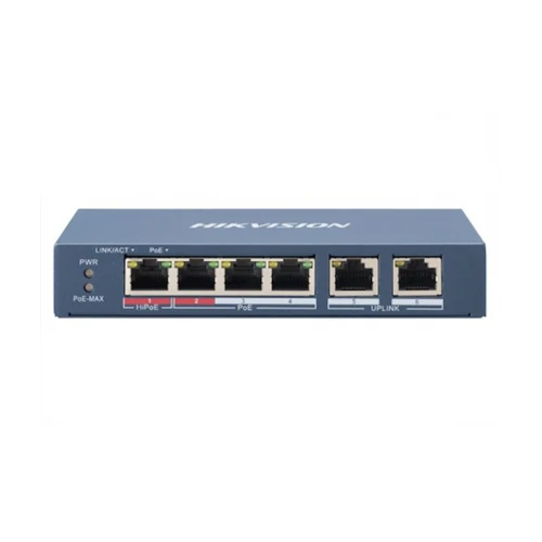 Hikvision DS-3E0106HP-E switch PoE, 1x High PoE, 3x PoE, 100M Unmanaged